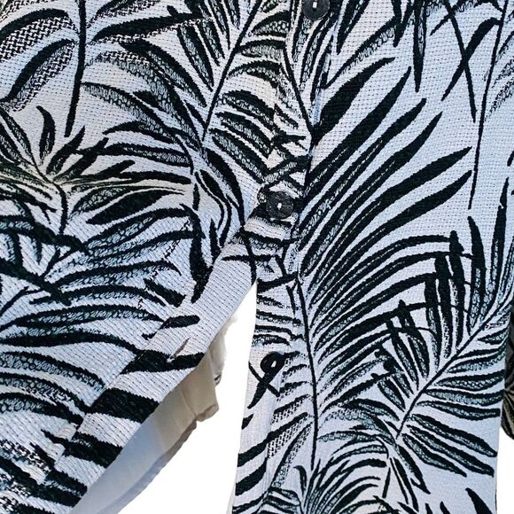 Hutch Aidy Black Ivory Jacquard Palm Frond Sleeveless A-Line Midi Dress Sz 16W - Picture 7 of 12